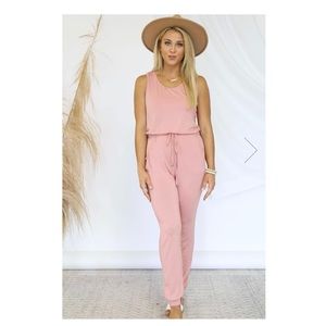 LET'S BE HAPPY BLUSH JUMPSUIT